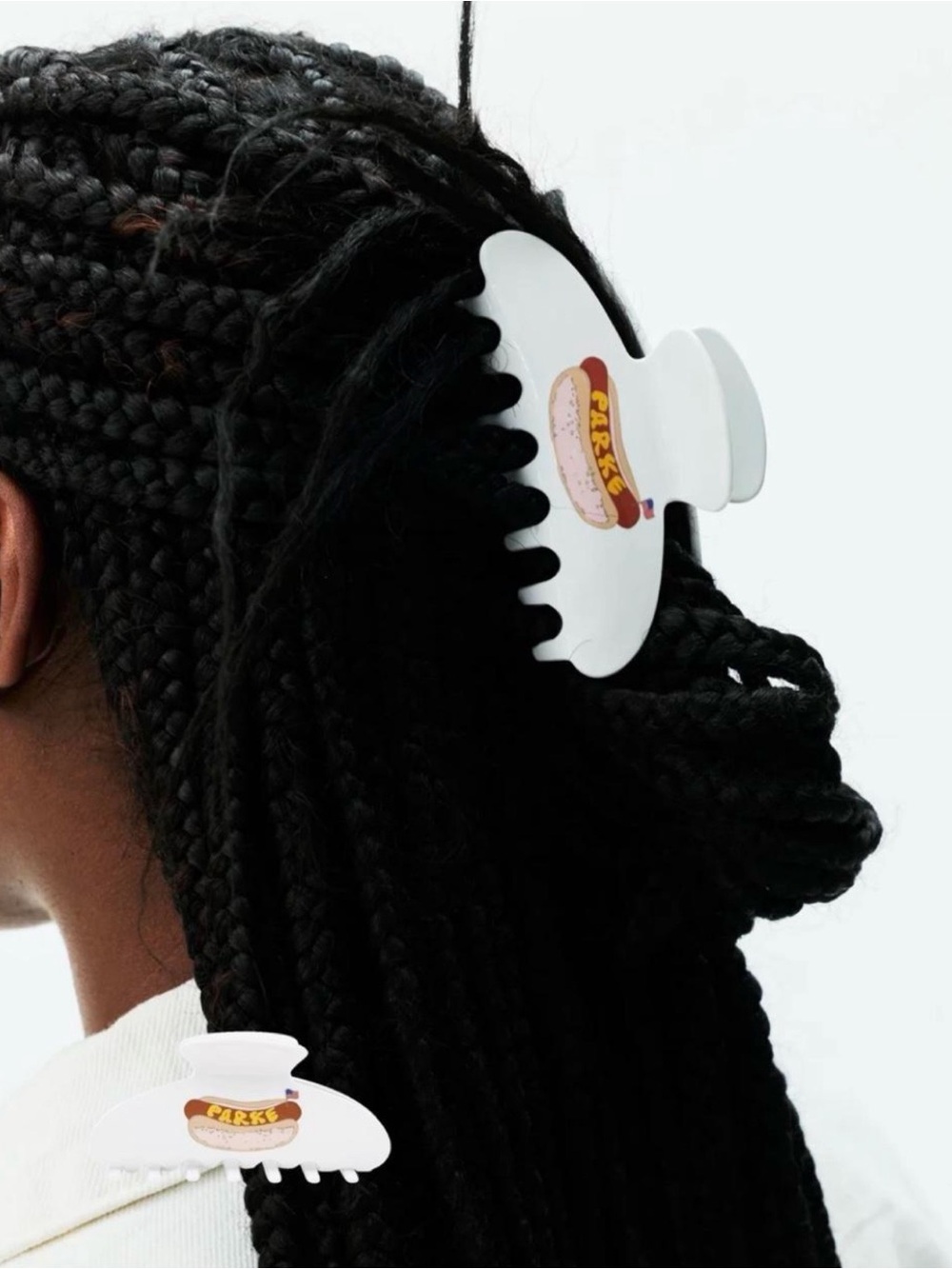 PARKE White HOT DOG Hair Claw Clip for Women - Classic Grip
